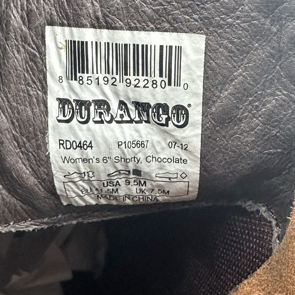 Durango Womens Philly RD0464 6" Shorty Brown Leather Western Boots 9.5M Harness - Picture 8 of 12